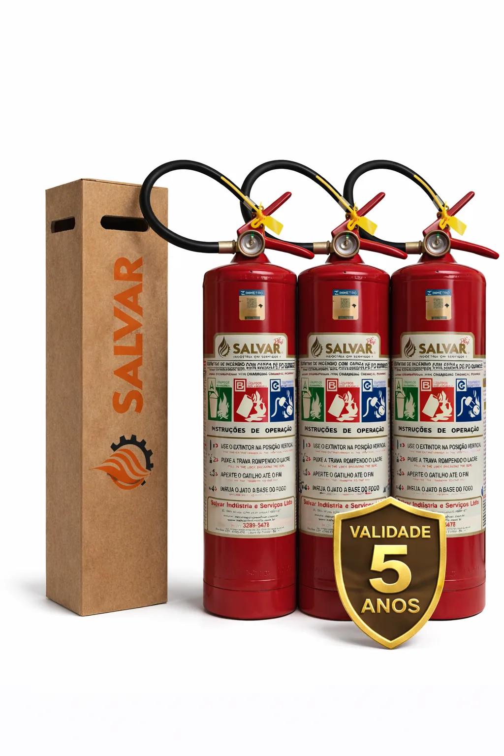 Extintores PQS ABC 6kg com rótulo fotoluminescente
